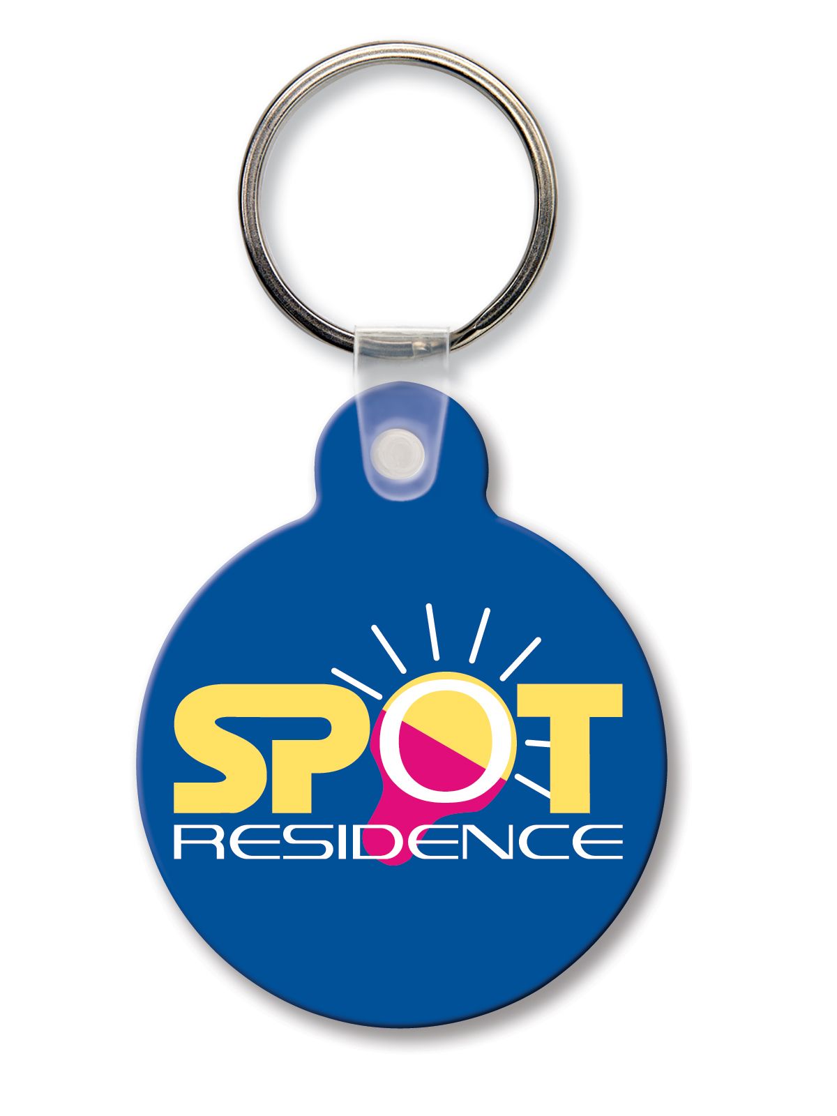 blue, round keychain