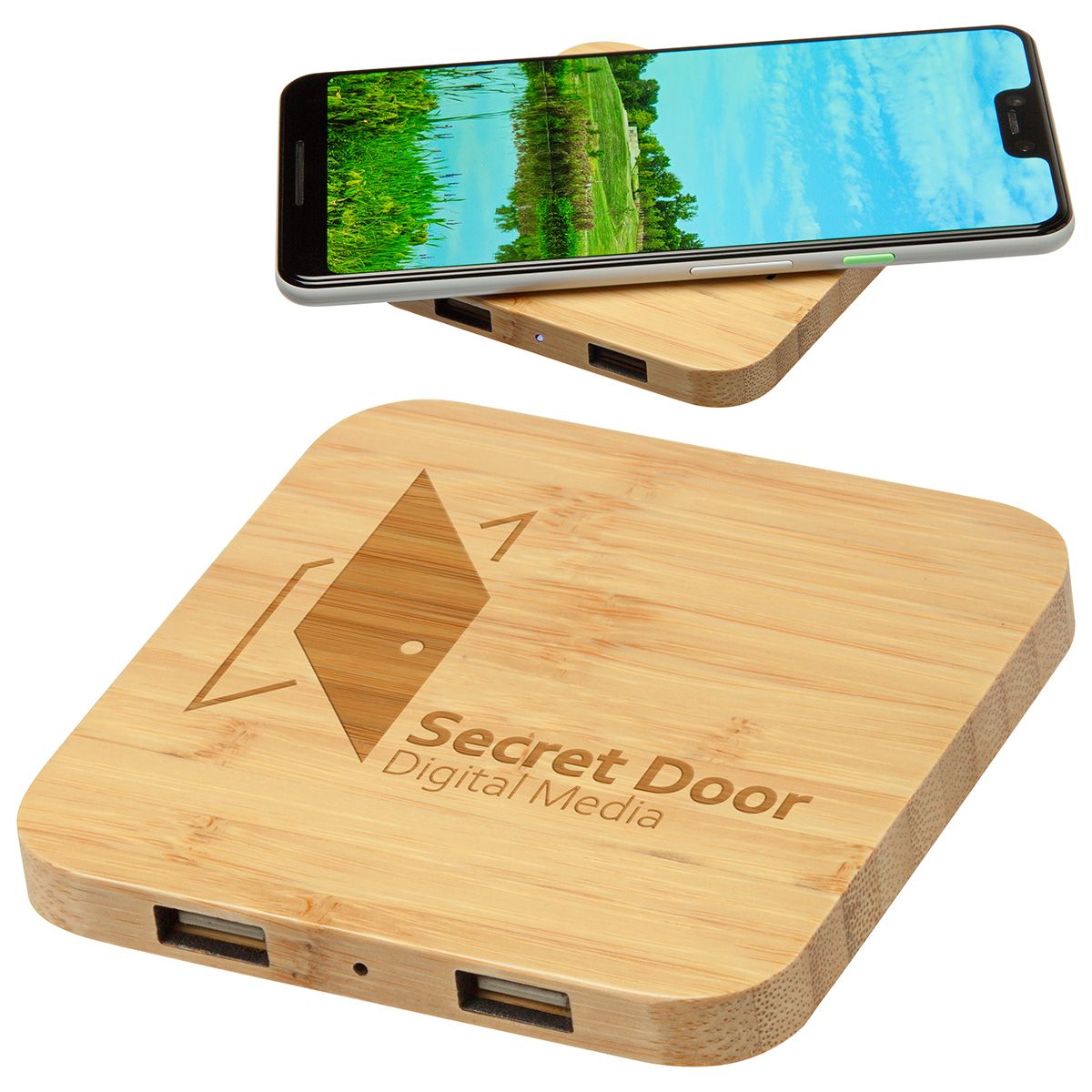 4. Panda Bamboo 5W Wireless Charger with Dual USB Ports
