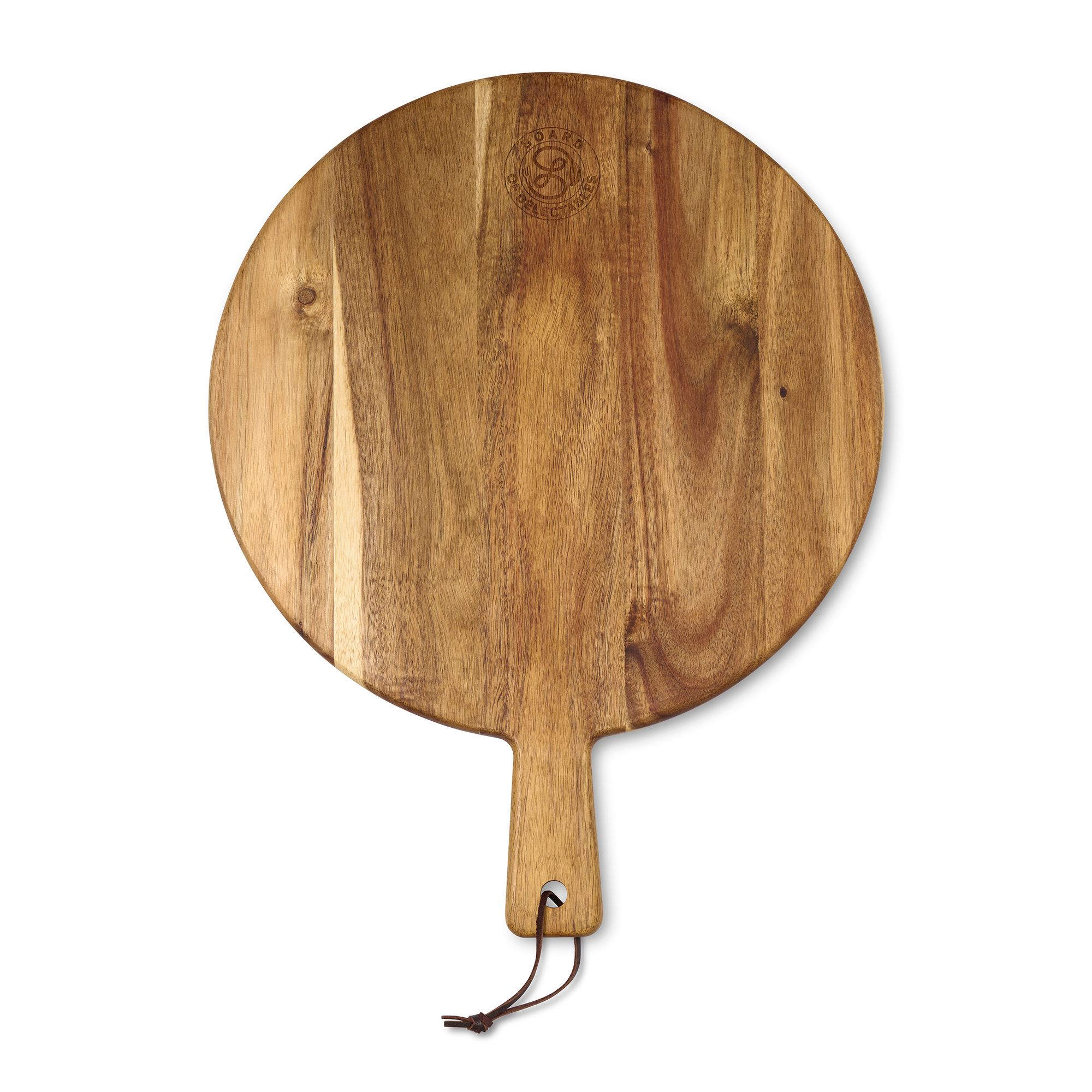 round wooden pizza board