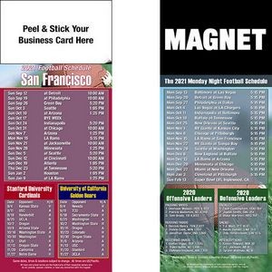 San Francisco Pro Football Schedule Peel & Stick Magnet (3 1/2"x8 1/2")