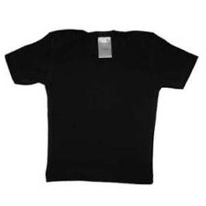 Black Rib Knit Short Sleeve Lap T-Shirt