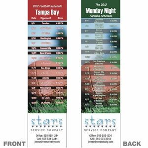 Tampa Bay Pro Football Schedule Bookmark (2 1/4"x8 1/2")
