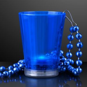 1.5 Oz. Blue Light Up Shot Glass w/ Bead Necklace - BLANK