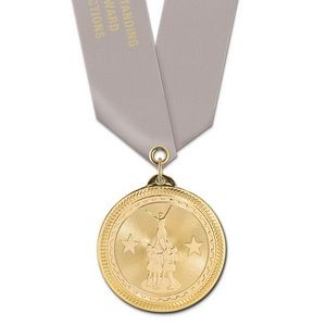 2" Cheer Competition Brite Laser Medal w/ Satin Neck Ribbon