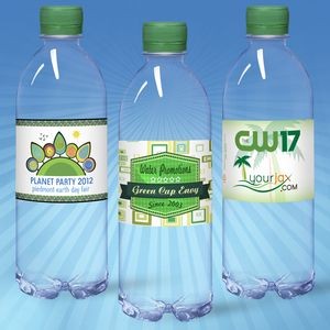 16.9 oz. Custom Labeled Water in Clear Bullet Bottle w/Green Cap