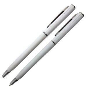 Custom Ballpoint Pen w/ Metal Pocket Clip - White