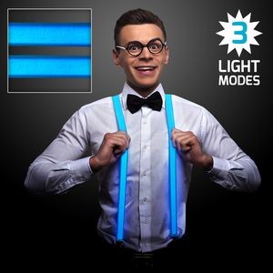 LED Light Up Blue Suspenders - BLANK
