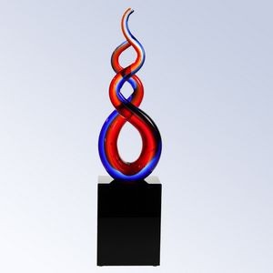 Patriotic Double Helix Art Glass Award 12"H