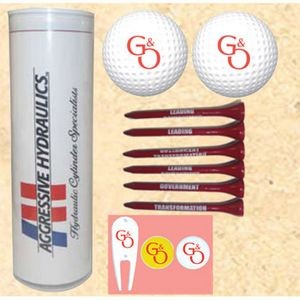 4-Color Image Insert Golf Ball Tube w/ 2 Golf Balls, 6 Tees, 2 Markers & 1 Fixer