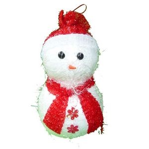 White Snowman with Red Cap and Scarf Christmas Tree Ornament