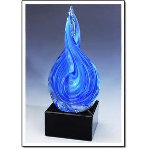 Ice Flame Art Glass Vase w/o Marble Base (4.5"x10.5")