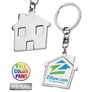 House Shaped Metal Keychain - Full Color Dome