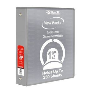 3 Ring View Binders - 1.5 Grey, 2 Pockets (Case of 12)