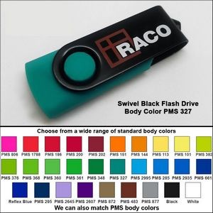 Swivel Black Flash Drive - 64 GB Memory - Body PMS 327