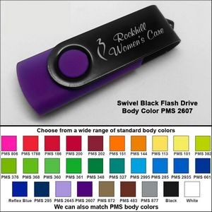 Swivel Black Flash Drive - 64 GB Memory - Body PMS 2607