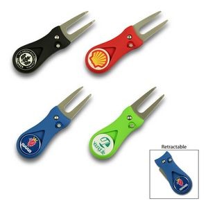 Retractable Golf Divot Tool with Ball Marker