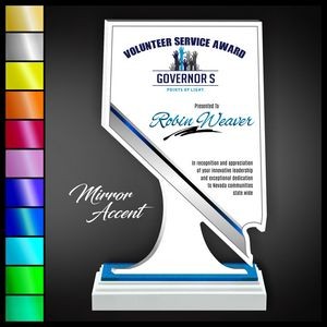 6" Nevada White Acrylic Award with Mirror Accent