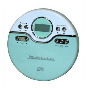 Studebaker Mint Green & White Joggable Personal CD Player w/60 Second ASP & FM Radio