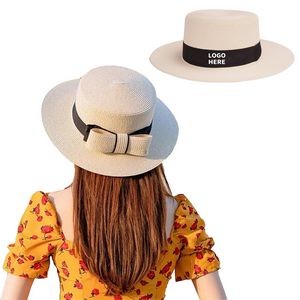 Women Straw Sun Hat with Bowknot