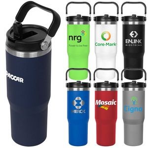 30 Oz. Stainless Steel Insulated Mug With Handle And Built-In Straw