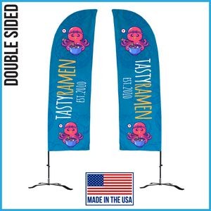 9ft Double Sided Premium Straight Flag with Black X Base & Carry Bag - Made in the USA