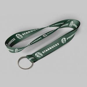 5/8" Dark Green custom lanyard printed with company logo with Key Ring Hook attachment 0.625"