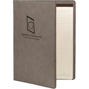 7" x 9" Gray Laserable Leatherette Small Portfolio with Notepad