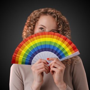 9" Rainbow Folding Fans(Imprintable)