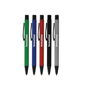 Chrome Engraved Soft Rubber Click Metal Ballpoint Pen