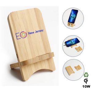 10W Vertical Bamboo Wirelss QI charger phone holder stand