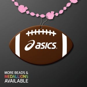 Pastel Pink Football Party Bead Necklaces with Football Medallion - Domestic Print