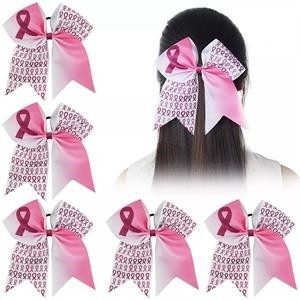 7'' Breast Cancer Awareness Glitter Print Cheer Bows