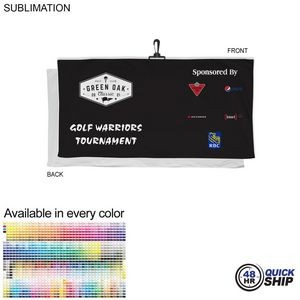 48 Hr Quick Ship - Oversized Golf Towel in Soft Velour Terry, 24x48, with Black Hook, Sublimated