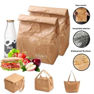 Reusable Insulated Brown Paper Lunch Bags