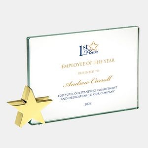 Color Imprinted Jade Achievement Award with Brass Star (M)