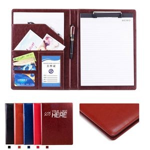 A4 Size Foldable Pu Cover Clipboard with Pen Holder