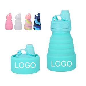 Foldable Silicone Sports Water Bottle Large Imprint Size