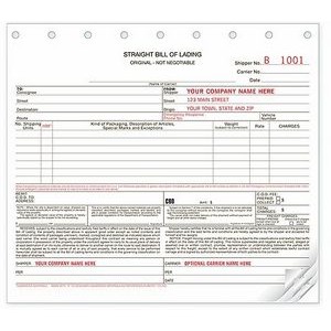 Small Bill of Lading Form (4 Part)