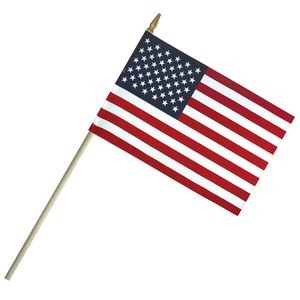 4" x 6" Lightweight Cotton US Stick Flag w/Spear Top on a 10" Dowel