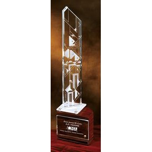 Harmonics Crystal Award w/Lighted Wood Base