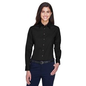 Harriton Ladies' Easy Blend™ Long-Sleeve Twill Shirt with Stain-Release