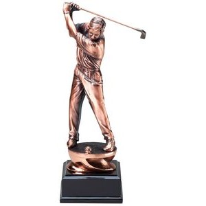Golfer Copper Resin Award with Black Base (11")