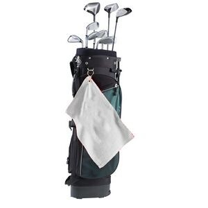 Promo Weight Terry Golf Towel w/ Upper Left Corner Hook & Grommet (White Imprinted)