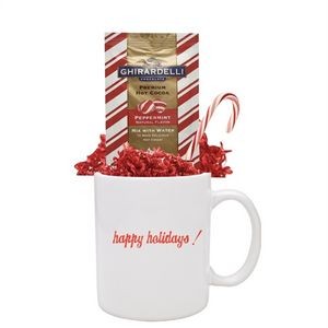 Ghirardelli Peppermint Cocoa & Candy Cane Mug Set (White)