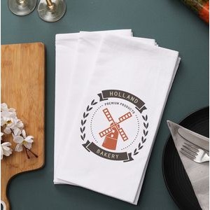 White Vintage Flour Sack Tea Towel with Custom Print