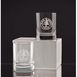 14 Oz. Deep Etched Executive Double Old Fashion Gift Set of 2