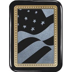Ebony Piano Finish Plaque with American Flag Plate, 8"x10"