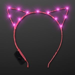 Pink LED Starlight Kitty Cat Ears Headband