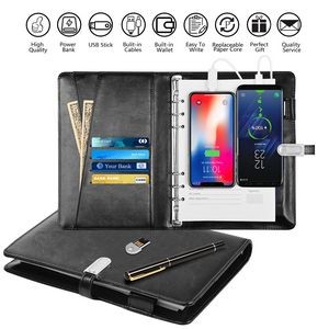 Leather Cover A5 Diary Planner Notebook With Power Bank