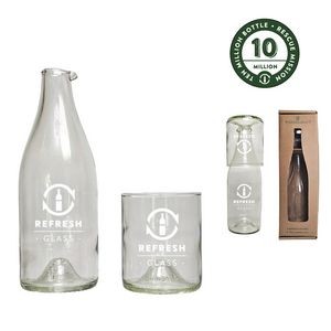 Nesting Carafe and Glass set by Refresh Glass made from rescued wine bottles